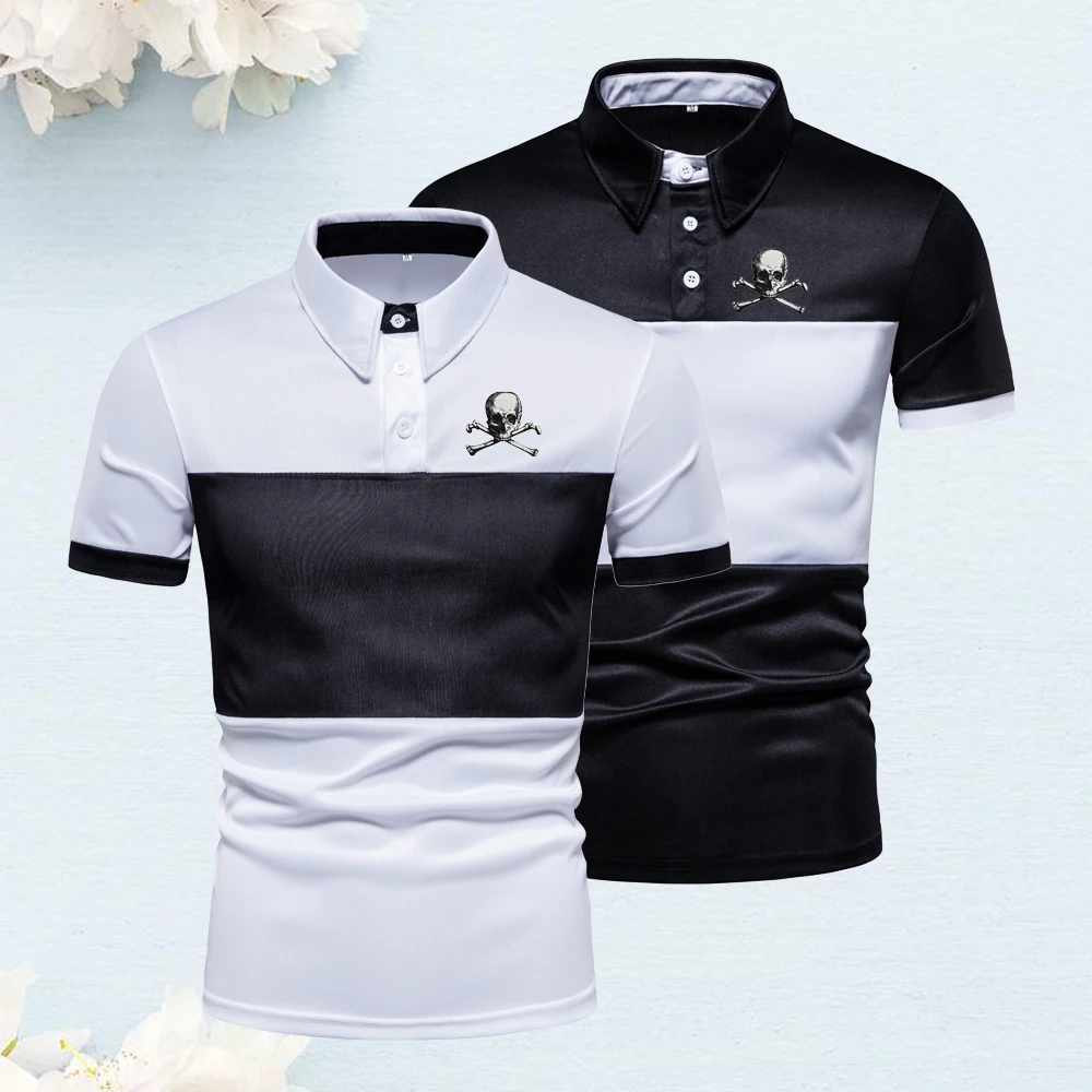 

Men Polo Shirt Short Sleeve Contrast Color T-shirts New Clothing Summer Streetwear Casual Fashion Tops