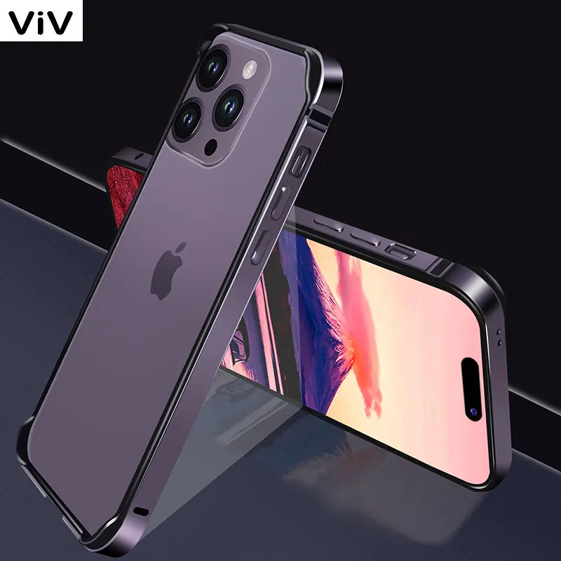 

For iPhone 14 Pro Max Case Purple Metal Bumper Aluminum Frame Armor Shockproof Case For iPhone 14 Pro 14 Plus Coque Luxury Cover