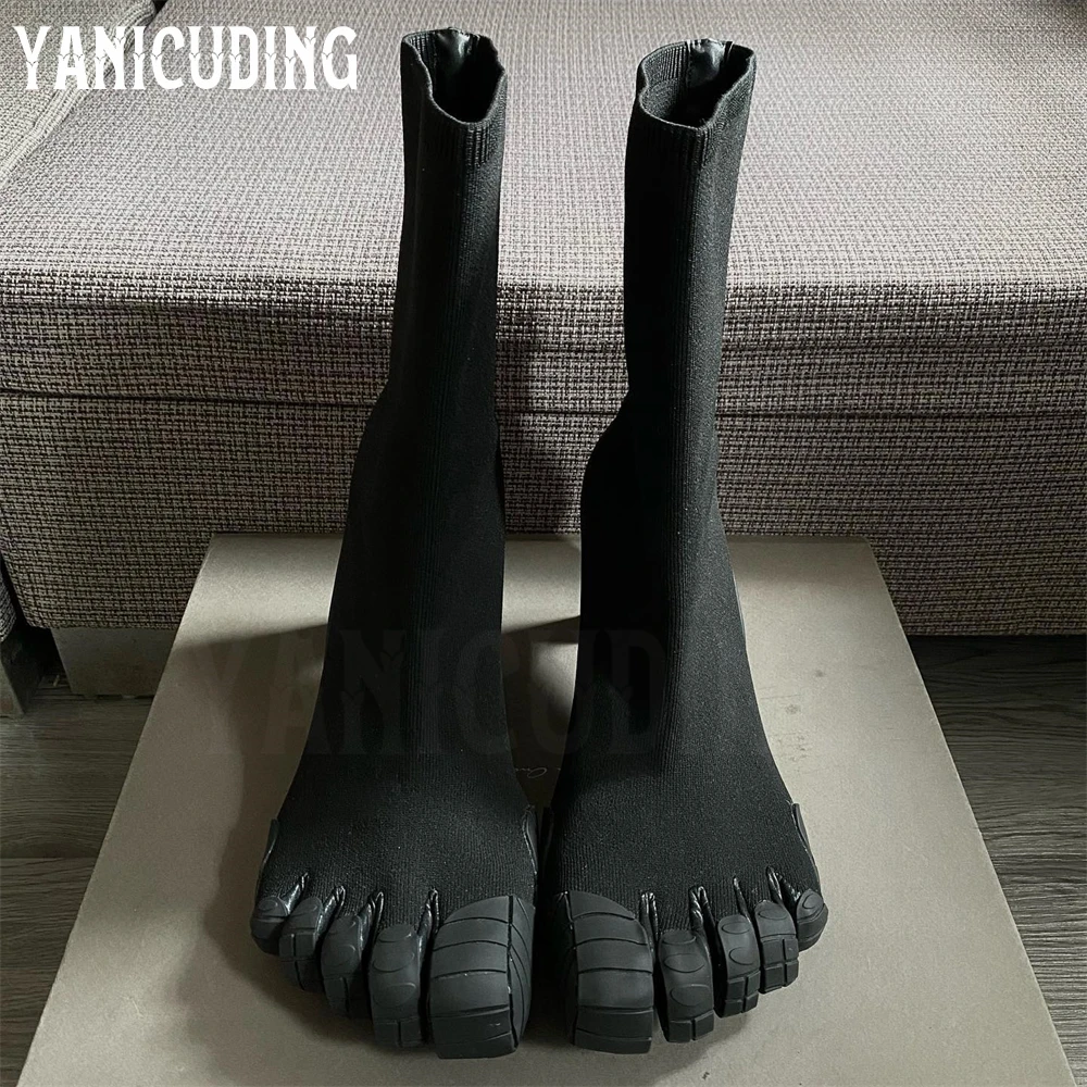 Вязаные ботинки с пятью пальцами новинка дизайнерские стильные ботильоны модные