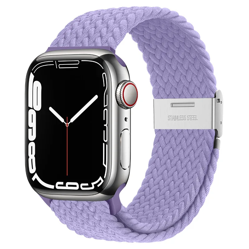 Fashion Rainbow Braided Solo Loop Nylon Strap with Adjustable Buckle for Apple Watch Band Series 8 7 6 5 4 3 SE iWatch Watchband enlarge