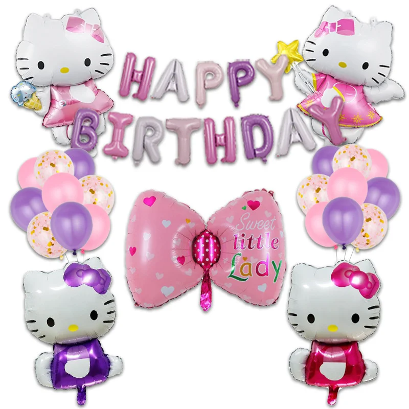 Воздушный шар Hello Kitty макет вечеринки по случаю дня рождения украшение сцены
