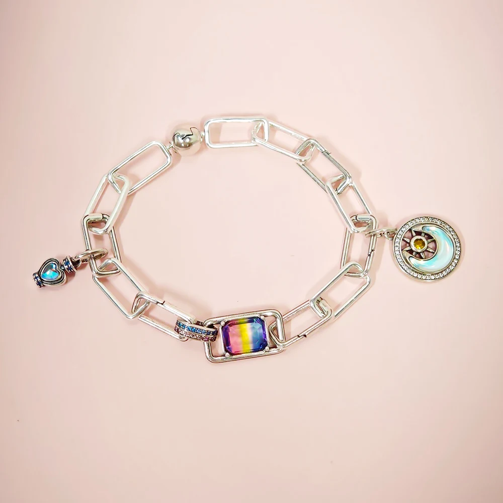 Серебряный браслет 925 с шармами для женщин