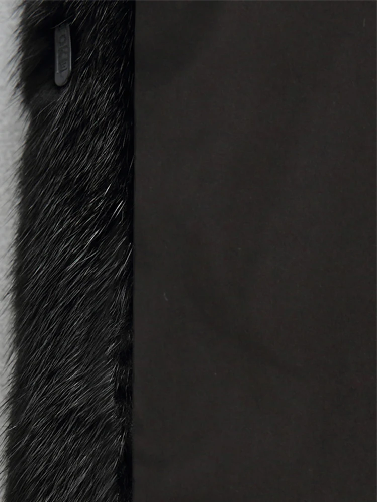 Winter Luxury Long Black Faux Mink Fur Coat Women with Hood Long Sleeve Elegant Thick Warm Fluffy Furry Jacket 6xl 7xl images - 6