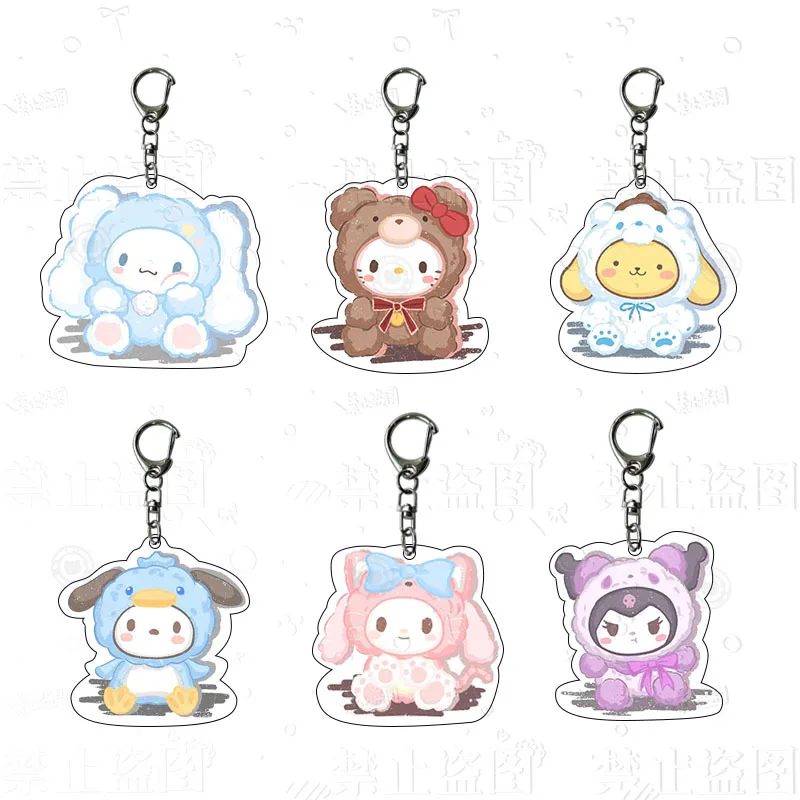 

Оригинальный акриловый брелок Hello Kitty Kuromi Mymelody Cinnamoroll, подвеска для пары сумок, сделай сам, стикер для телефона, холодильника, аксессуары