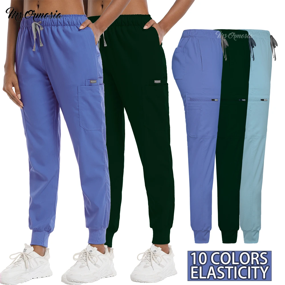 

XS-XXL эластичные рабочие брюки, штаны для домашних животных, клиник, медсестер, скрабы, брюки высокого качества, брюки для стоматолога, кормления, медицинские брюки для женщин и мужчин