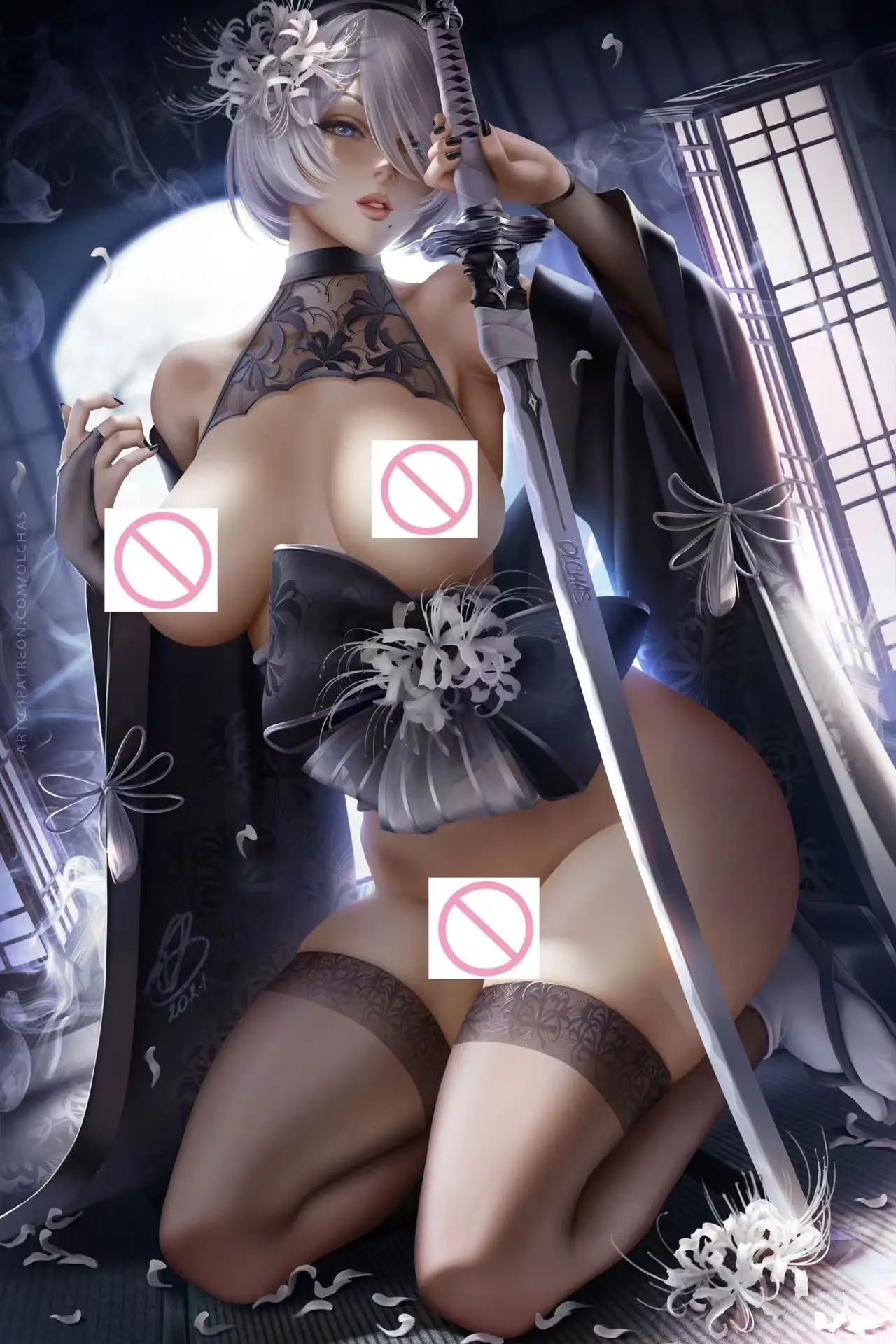 2B Nier Automata большая грудь хентай аниме Обнаженная сексуальная леди HD Печать холст