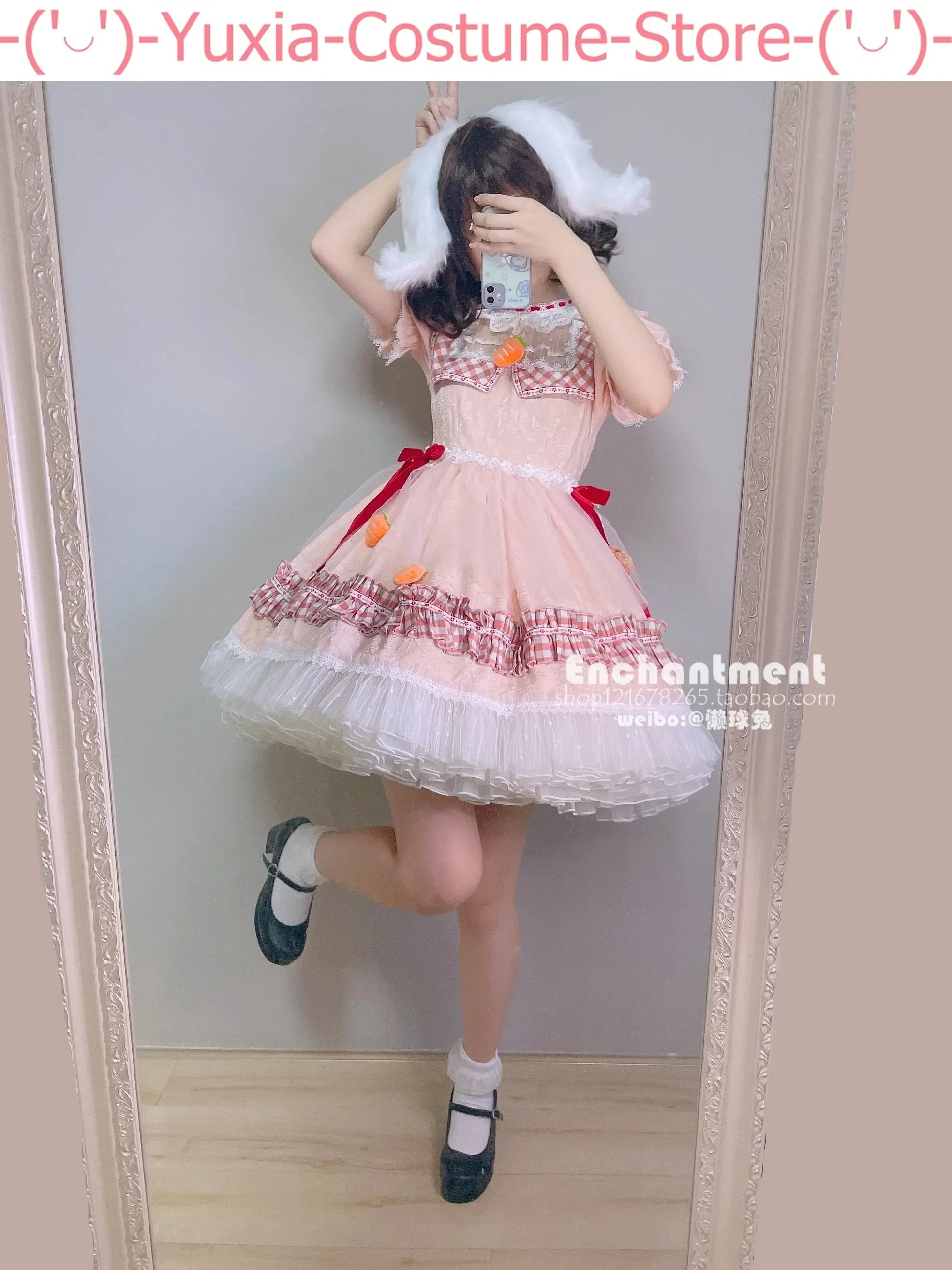 Фото Косплей-Костюм Touhou Project Tewi Inaba с животом, черным Кроликом, косплей-костюм, косплей-костюм, униформа для игры в искусственном стиле, ролевая одежда №3