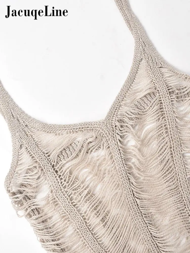 Летнее женское длинное платье Jacqueline с бахромой Пляжное элегантное облегающее