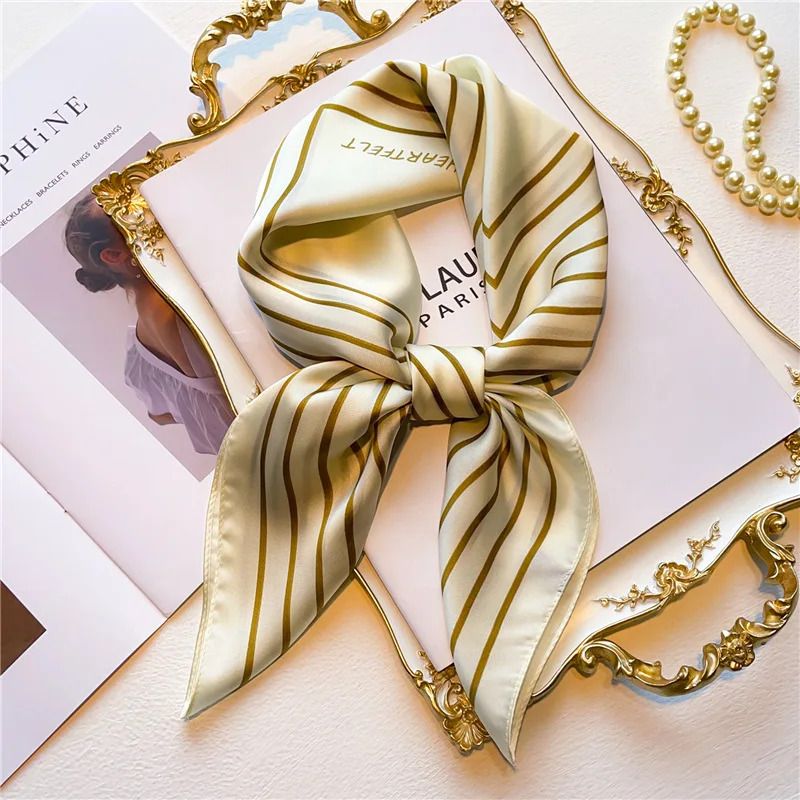 

70cm Silk Square Scarf Women Print Satin Neck Tie Female Hair Wrisr Bandana Headkerchief Shawl Wrap Fashion Lady Hijab Echarpe