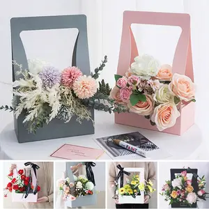 8 cajas de regalo de papel de flores, bolsas de ramo de flores con asa para  regalo, cajas de flores para arreglos, bodas, día de San Valentín, bolsas