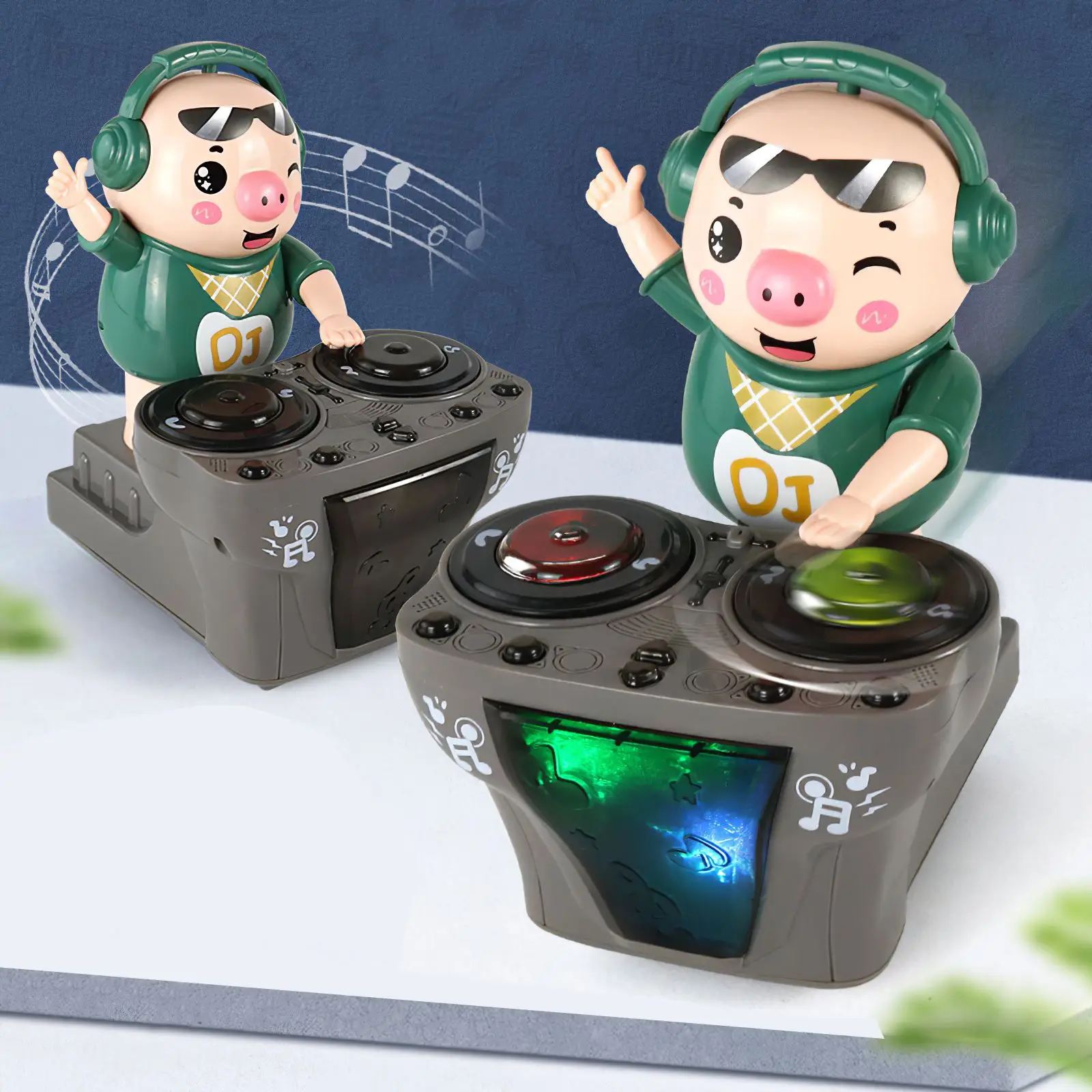 Electric Music Dancing Pig Toy Rock Light Musical Party DJ Pig Doll Novelty Swing Little Pig DJ Station Dynamic Music Light Toys