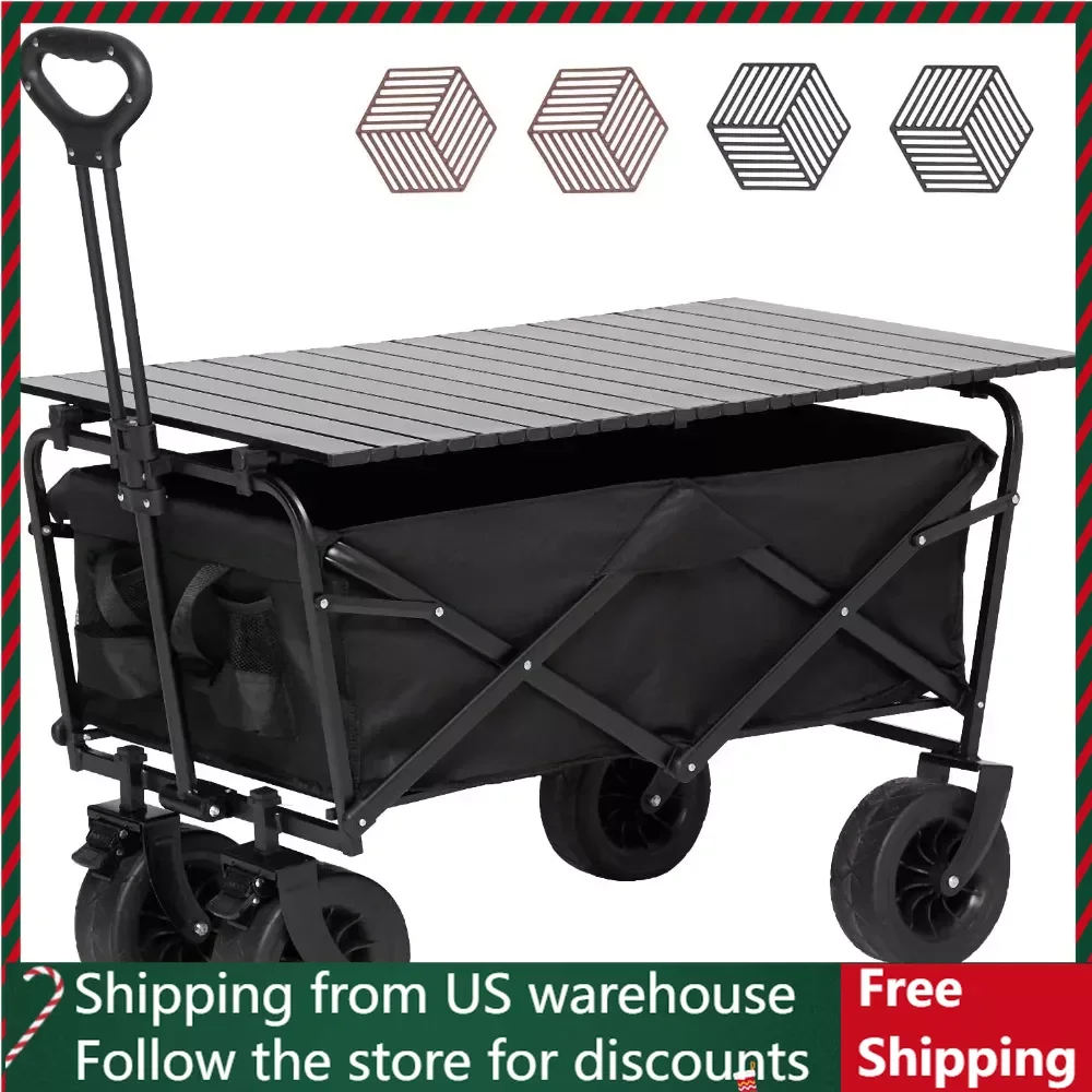 

Складной походный пикап с тормозом, универсальная тележка для парка, пикника, походная тележка с колесами 8 дюймов для всей местности