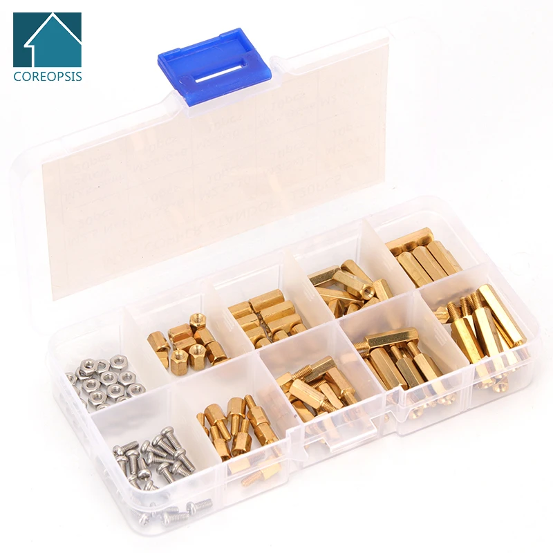 

M2.5 Copper Spacing Screw Male-Female Hex Standoffs Screw Female-Female Spacer Stainless Steel Bolts & Nuts Assortment Kit 120PC