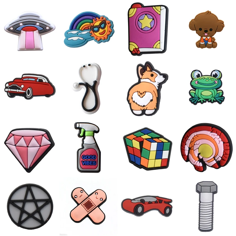 

Hot Sales 1Pcs PVC Shoes Charms for Croc Wristband Garden Sandals Decoration Accessories Buckle Kids Men Women X-mas Gifts