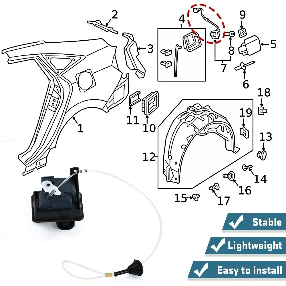 74700-TBA-A02 74700TBAA02 Черный привод крышки топливного бака подходит для Honda Civic 2016 2017 2018