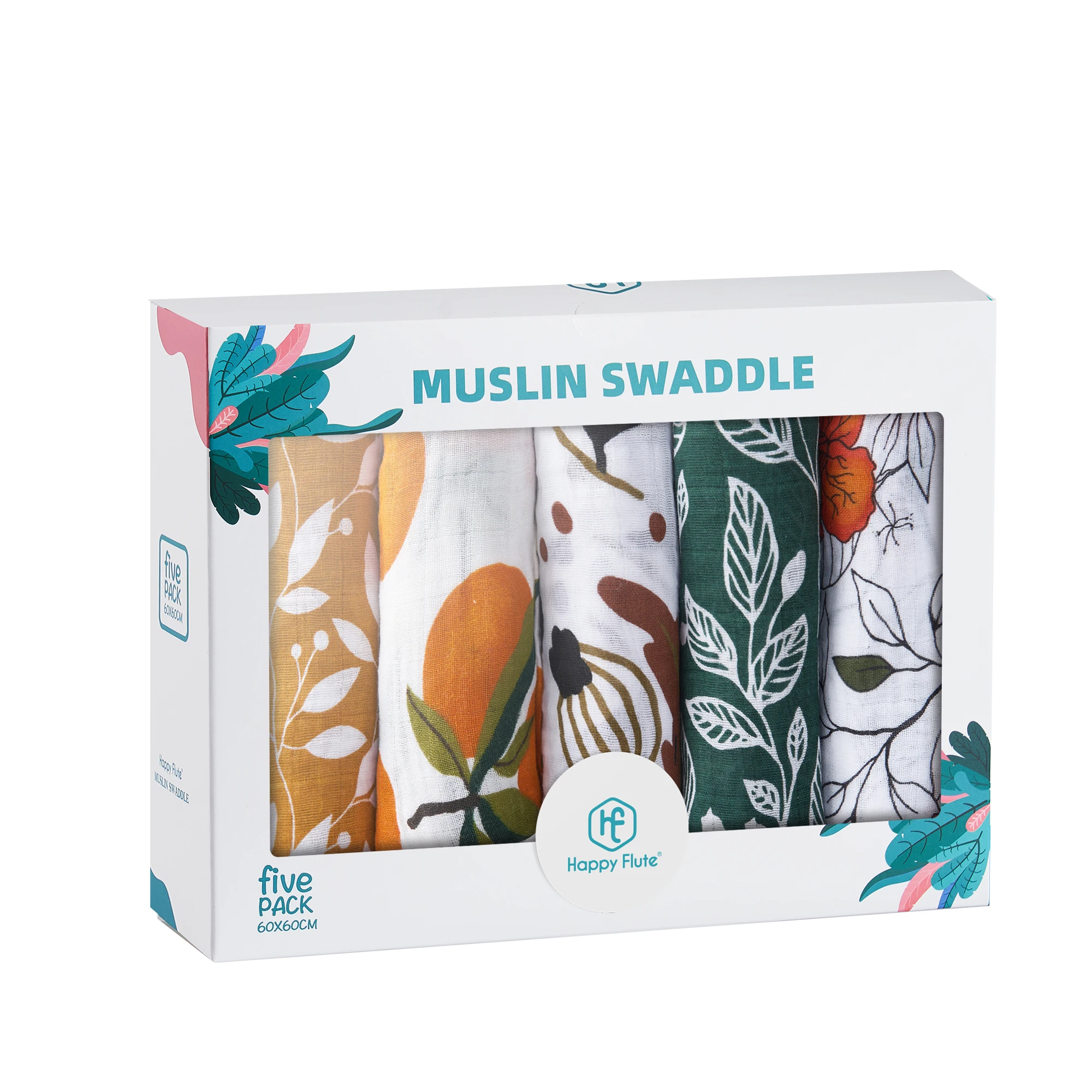 HappyFlute Bamboo Cotton Soft Baby Blankets Newborn Muslin Swaddle Blanket for Newborn Girl and Boy Baby Bath Towel 60*60cm