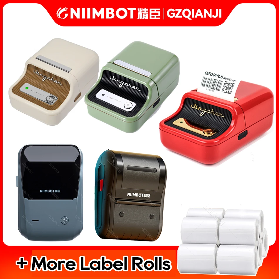 

NiiMbot B1 B21 B203 Label Printer 20-58mm Cable Barcode Sticker Self-adhesive Printing Mini Portable Bluetooth Labeling Machine