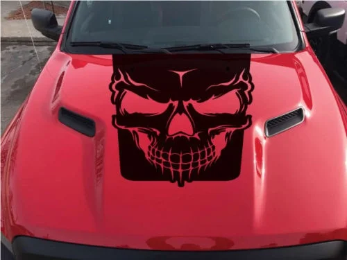 

For 2015-2017 Dodge Ram Rebel Skull Hood Truck Vinyl Decal Graphic Options Color