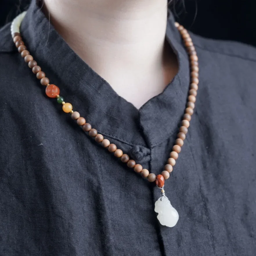 Ожерелье из нефрита Heitanshu 0 6 с порошком лотоса и воском Quan Ying красный браслет Old