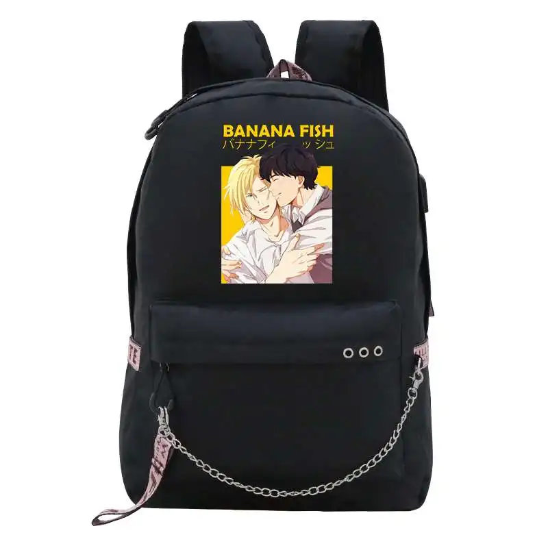 

Trendy Women Backpack Cute Banana Fish Anime Design School Bag for Teenager Girls Fashion Rucksack Usb Bag Lady Travel Mochila