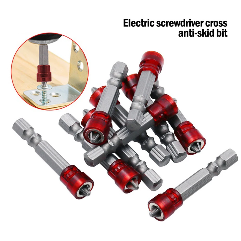 

1/4" Screwdriver Bits Red Head Magnet Driver Hex Shank With Magnetizer Cross Magnetic Bit Hand Electric Screw Tool Accessories