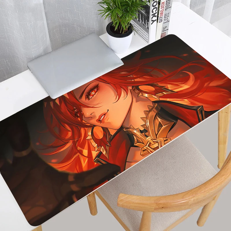 Mavuika Genshin ударный коврик для мыши XXL игровые аксессуары клавиатуры ПК Kawaii Gamer Аниме