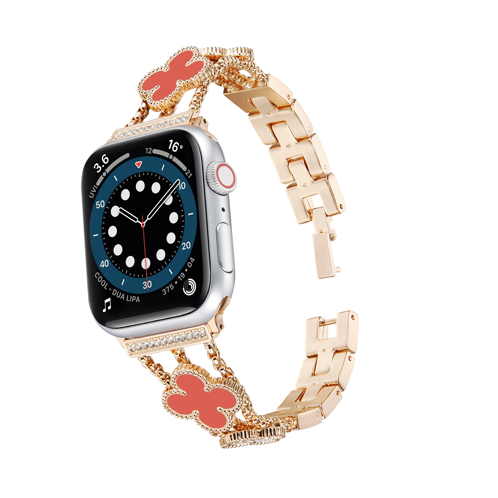 Metal Strap For Apple Watch 7 45mm 41mm Series 6 5 4 SE 44mm 40mm Women Diamond stainless steel wristband For iWatch 3 42mm 38mm