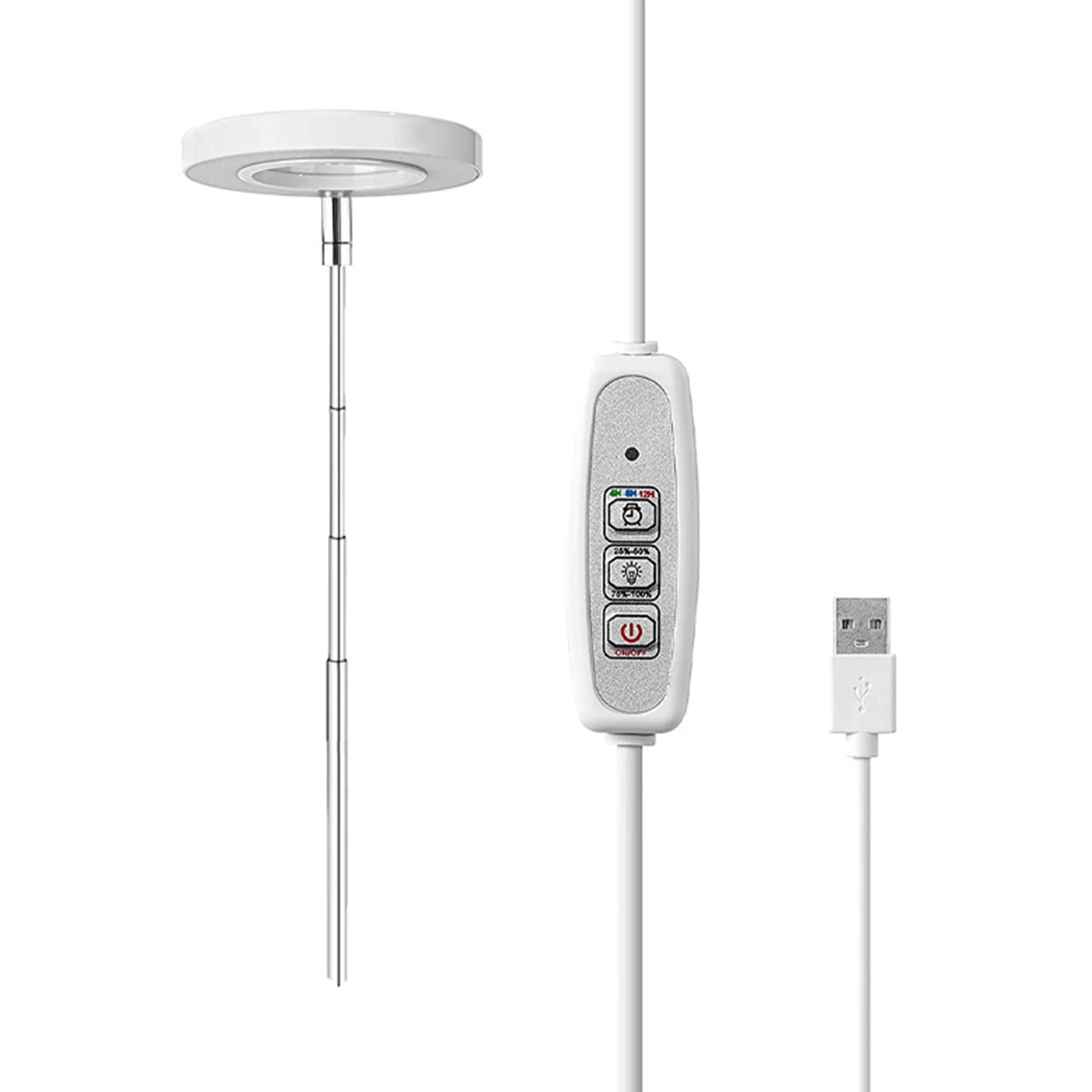 

4 Gears LED Grow Light Height Adjustable For Indoor Plant Timing 180 Degrees Rotation Flexible 3 Modes USB Powered Insert