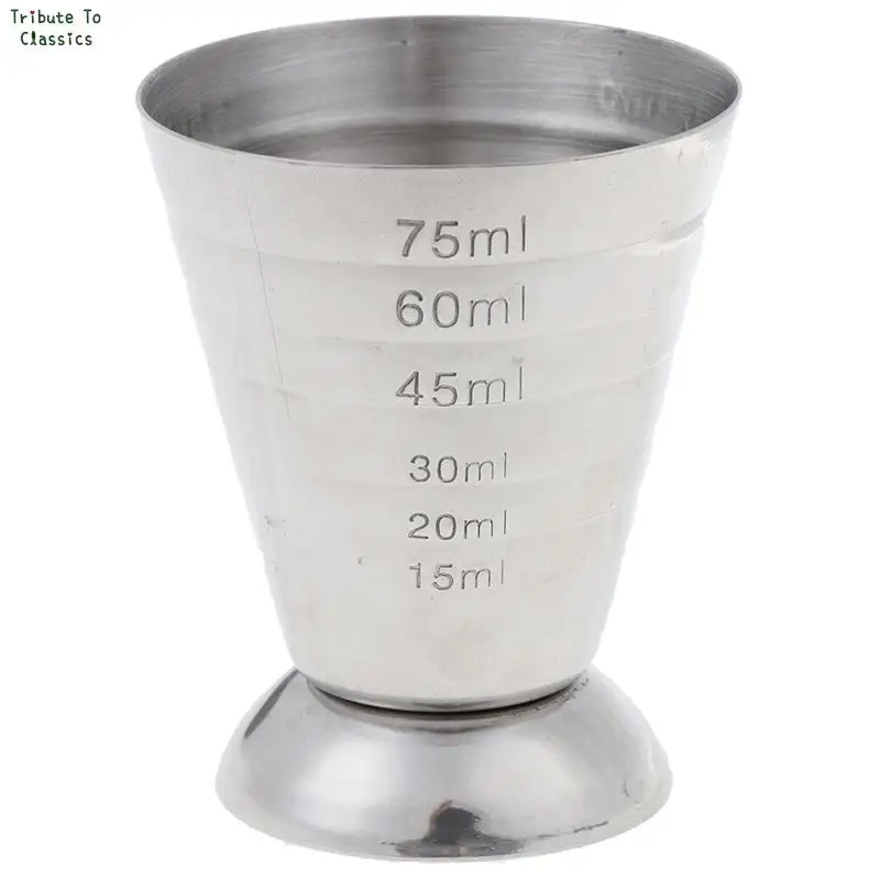 25/50ml/75ml Metal Measure Cup Drink Tool w/ml/oz Shot Ounce Jigger Bar Mixed Cocktail Beaker 0.5-2.5oz / 15-75ml / 1-5Tbsp