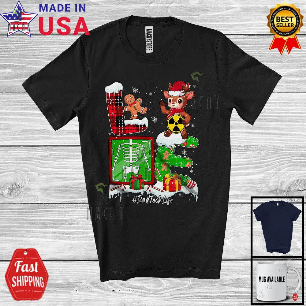 LOVE Rad Tech радостная радиология рождественского оленя футболка с гордовой работой