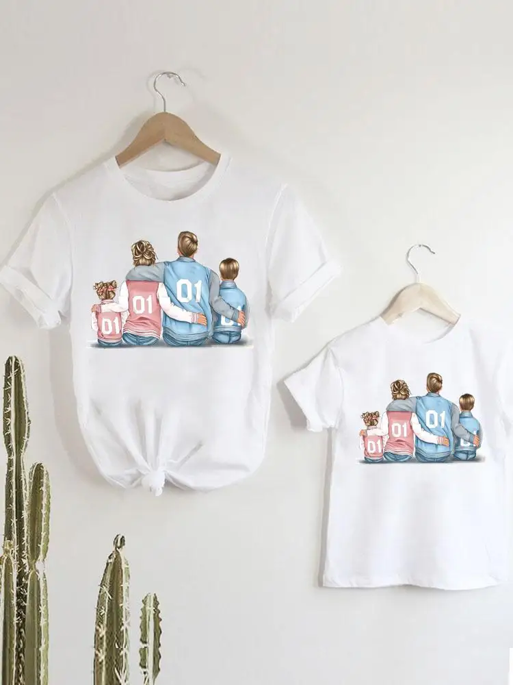 

Tee T-shirt Family Matching Outfits Women Mom Mama Clothes Girls Boys Kid Child Dad Love Men Cute Lovely Summer Tshirt Clothing