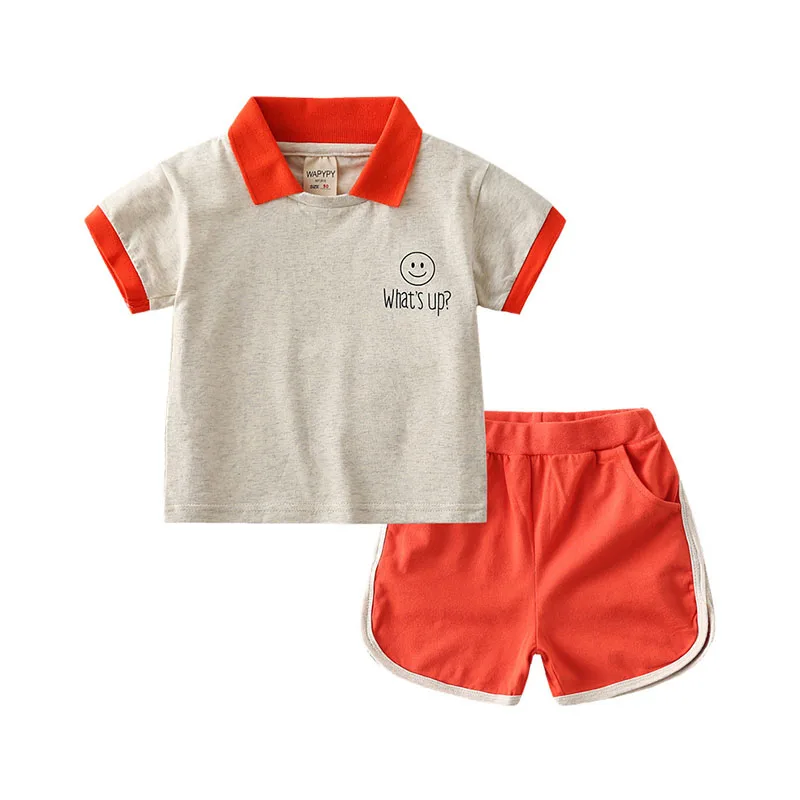 

Fashion Boy Baby Sets Casual Clothing Summer Outfits Short sleeves Lapel T-Shirts+Shorts 2PCS Suits Kids Boys Tracksuit for 1-6Y