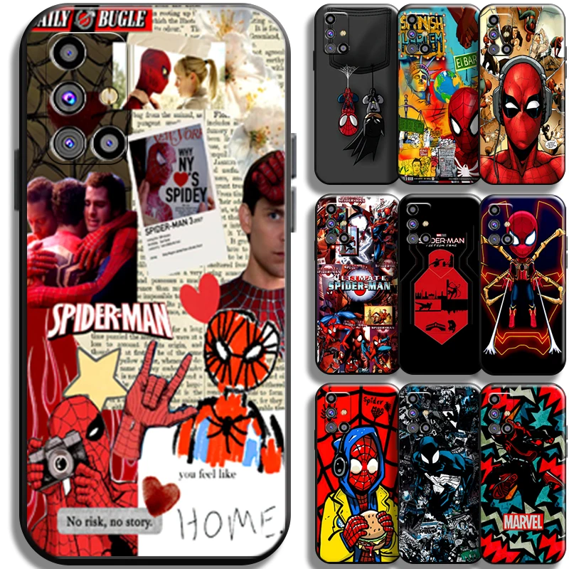 

Marvel Spiderman Phone Case For Samsung Galaxy M31 M31S Cases Shell Liquid Silicon Black Coque Carcasa Funda Full Protection