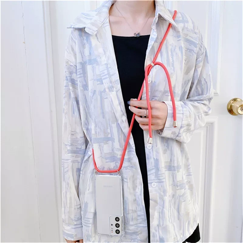 

Factory Direct Selling Strap Lanyard Cord Rope Phone Case For Samsung S22 Plus S21 FE S20 Ultra S10 5G Lite S9 S8 Hang Clear Sof