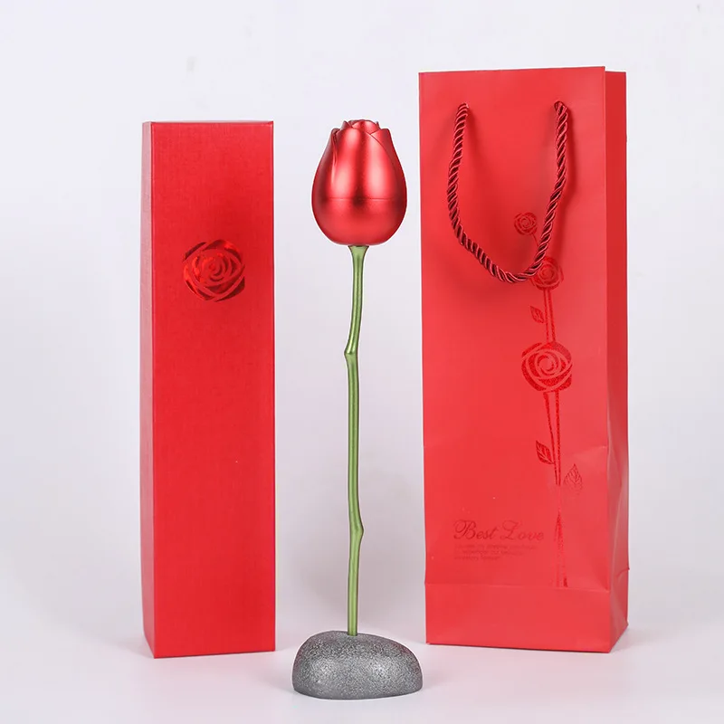 Gift Box Packaging Metal Rose Jewelry Box Necklace Ring Craft Ornament Gift Packaging Gift Box