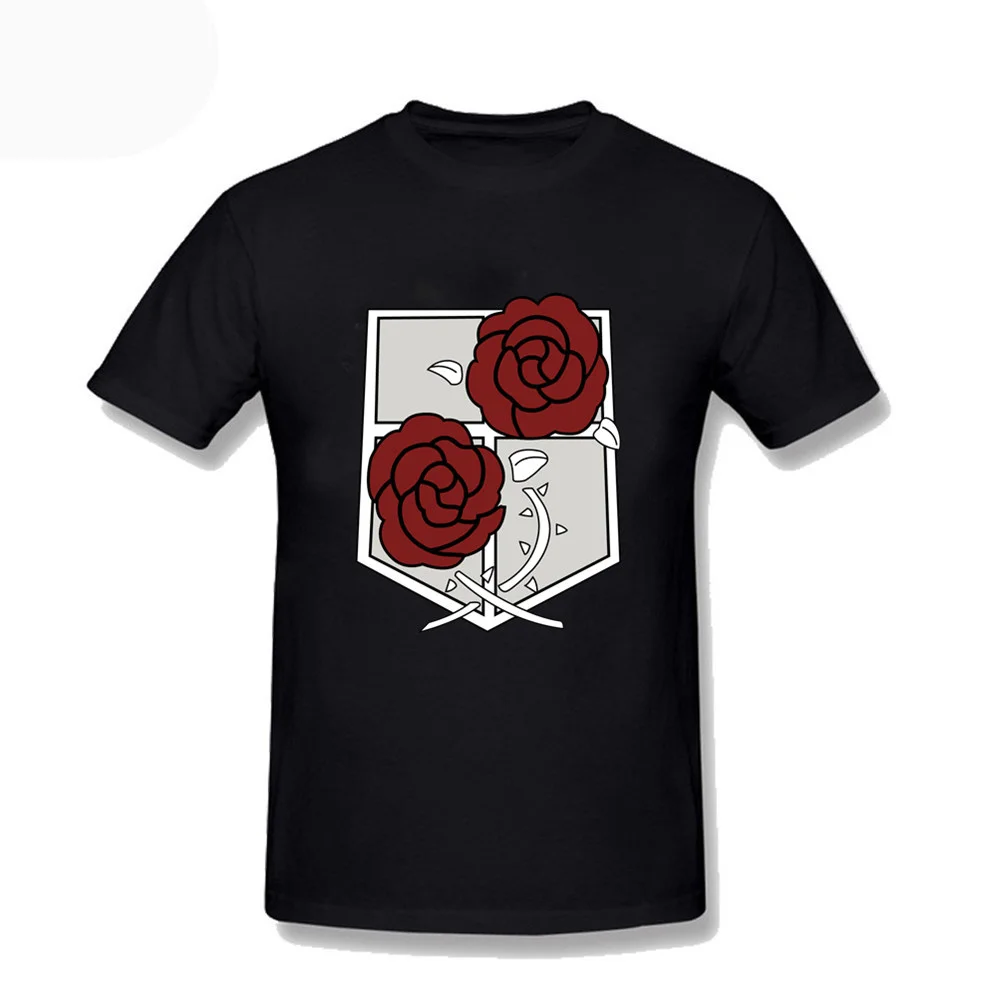 

Mens Black Attack On Titan Rose T Shirts Funny Black Novelty Men's Harajuku Tee Shirt Homme Oversized Clothing Harajuku XS-3XL