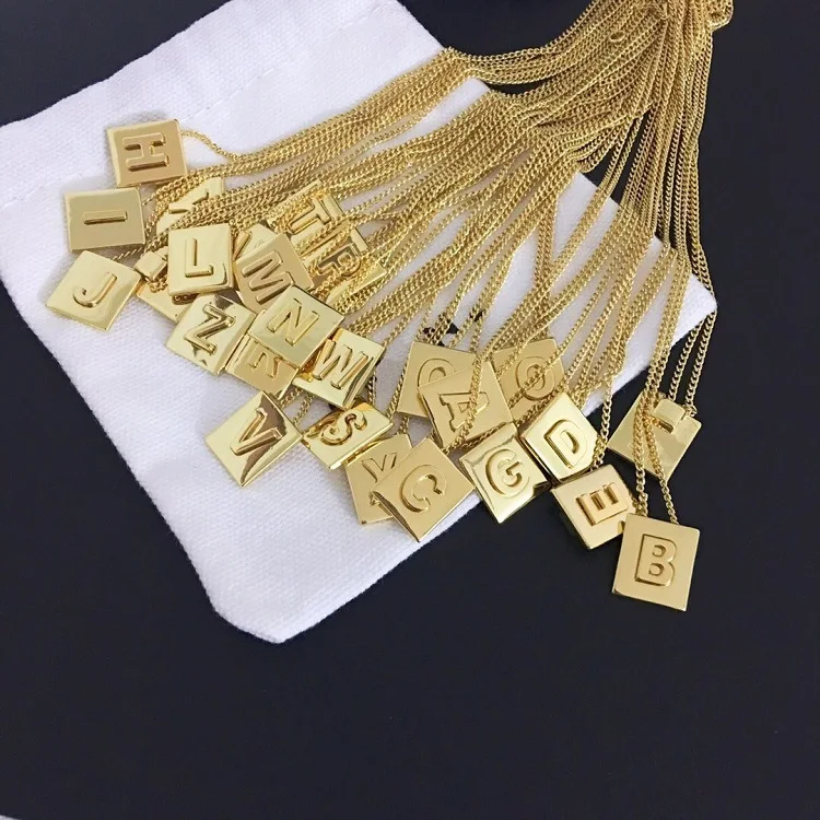 

Women Alphabet Letter Brass Copper Pendant Necklace