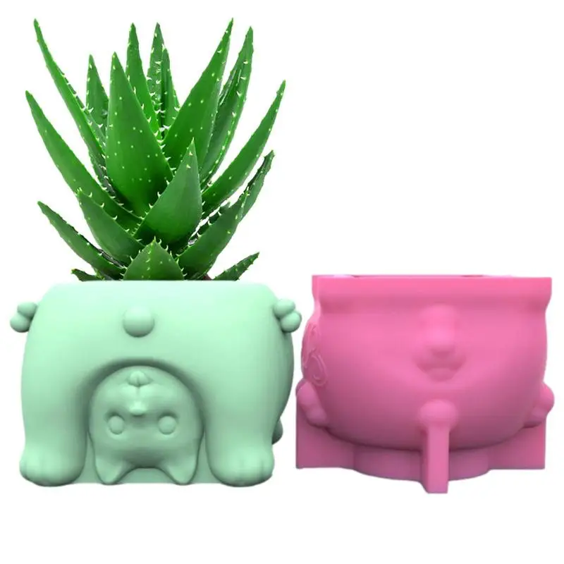 

Silicone Dog Planter Mold Cute Handstand Dog Flower Pot Molds 3D Creative Epoxy Resin Mould For Succulent Cactus Planter