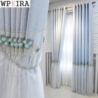 romantic princess lace stitching curtain for girls kids bedroom pearls embroidery finished drape living room bay window s354e