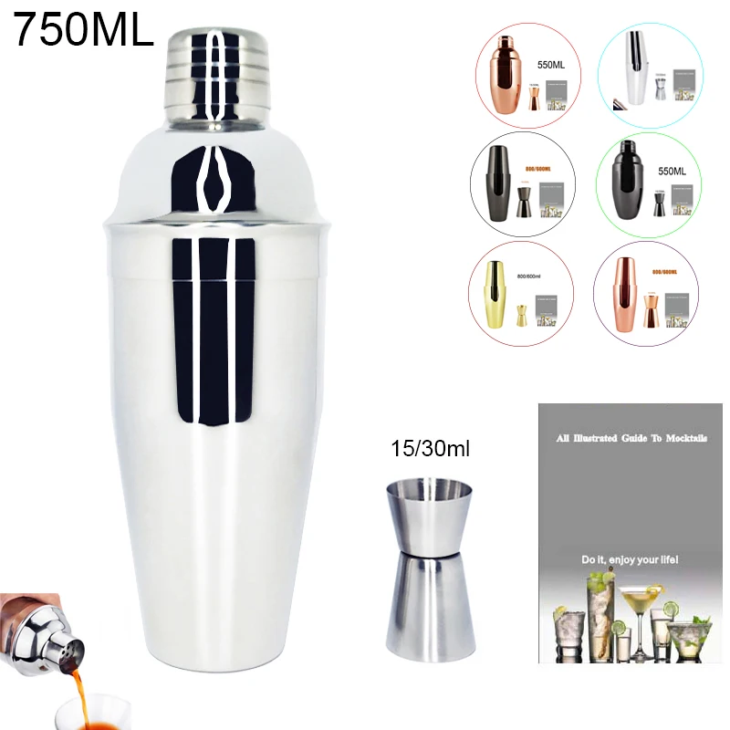 

Набор коктейльных шейкеров из нержавеющей стали, 750 мл, черные шейкеры, золотистый набор для коктейлей, снежные граммы, чашки, барные инструменты, 15/30 мл, мерный стакан