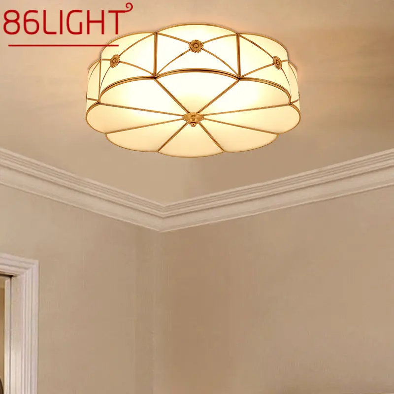 

86LIGHT Nordic Brass Ceiling Lamp Modern Vintage Light Luxury Copper LED Fixtures Decor For Home Living Room