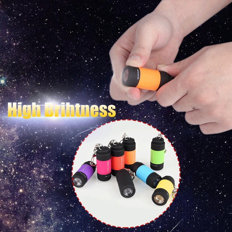 

Super Mini LED Light USB Rechargeable Outdoor Waterproof Keychain Torch Lamp Lights Multi Color Children's Flashlight