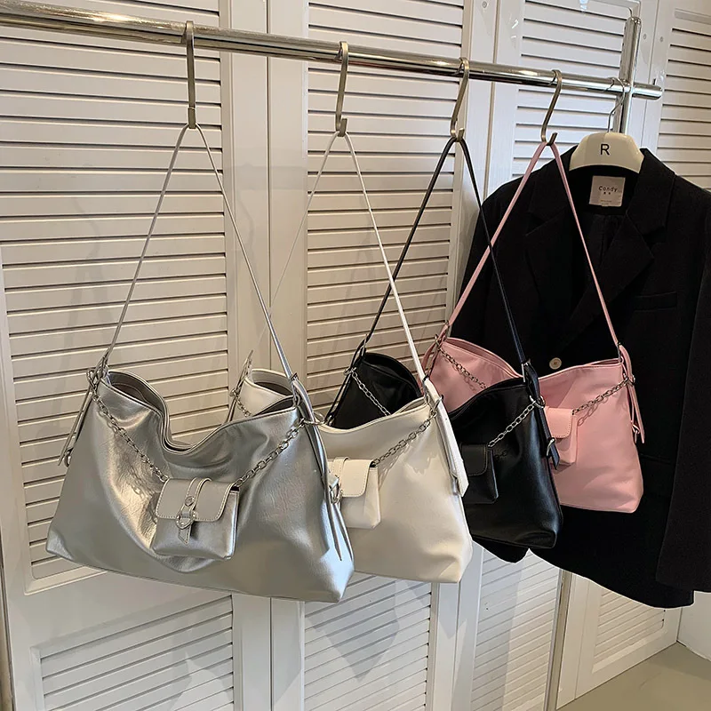 Fashion Soft Leather Women Shoulder Bag Chains Crossbody Bags for Women Large Hobo Handbags 2 Bags/set Composited Bag Tote Chic