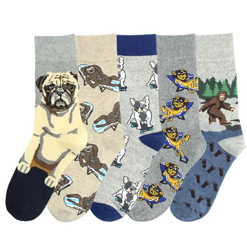 

Crew Fashion Funny Socks Chimpanzee Pug Bull Bulldog Sloth Snail Boston Terrier Monkey Dog Puppy Animal Dropship DL