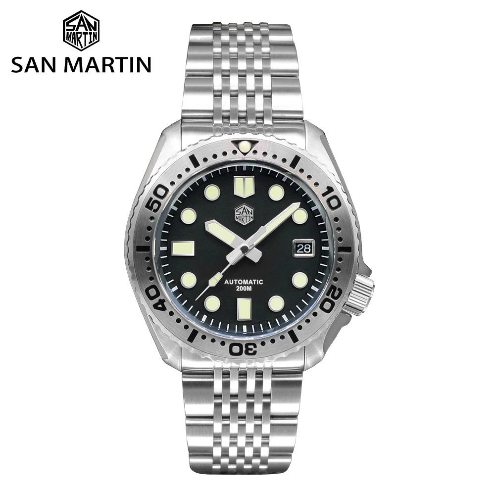 

San Martin Diving Watch Abalone NH35 Men Mechanical Watches C3 Super Luminous Bracelet Sapphire 20 Bar Waterproof Relojes часы