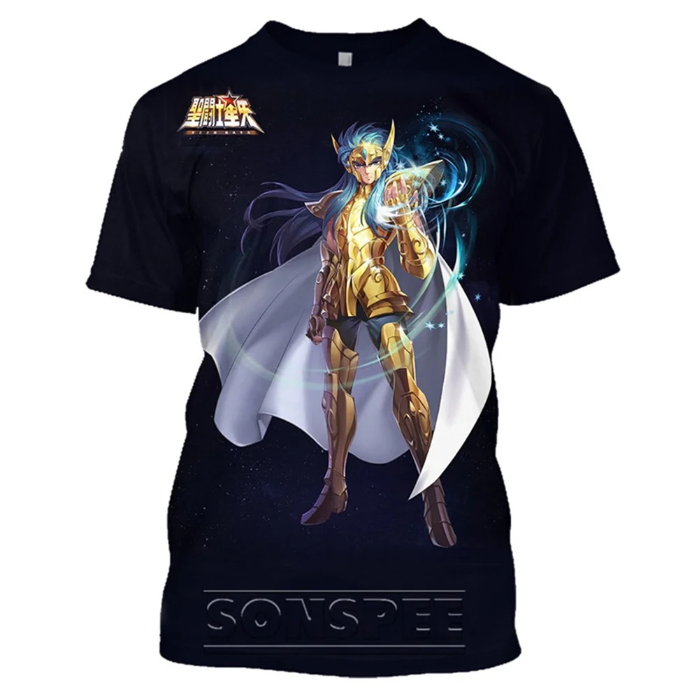 

Футболка Saint Seiya футболки с аниме рисунком Camisetas с рисунком манги, Мужская одежда, летняя уличная одежда, мужская футболка, летние футболки