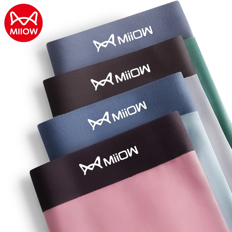 

MiiOW 3pcs Genuine 60S Modal Men's Underwear AAA Graphene Antibacterial Solid Colour Men Boxer Shorts One-piece Seamless Panties