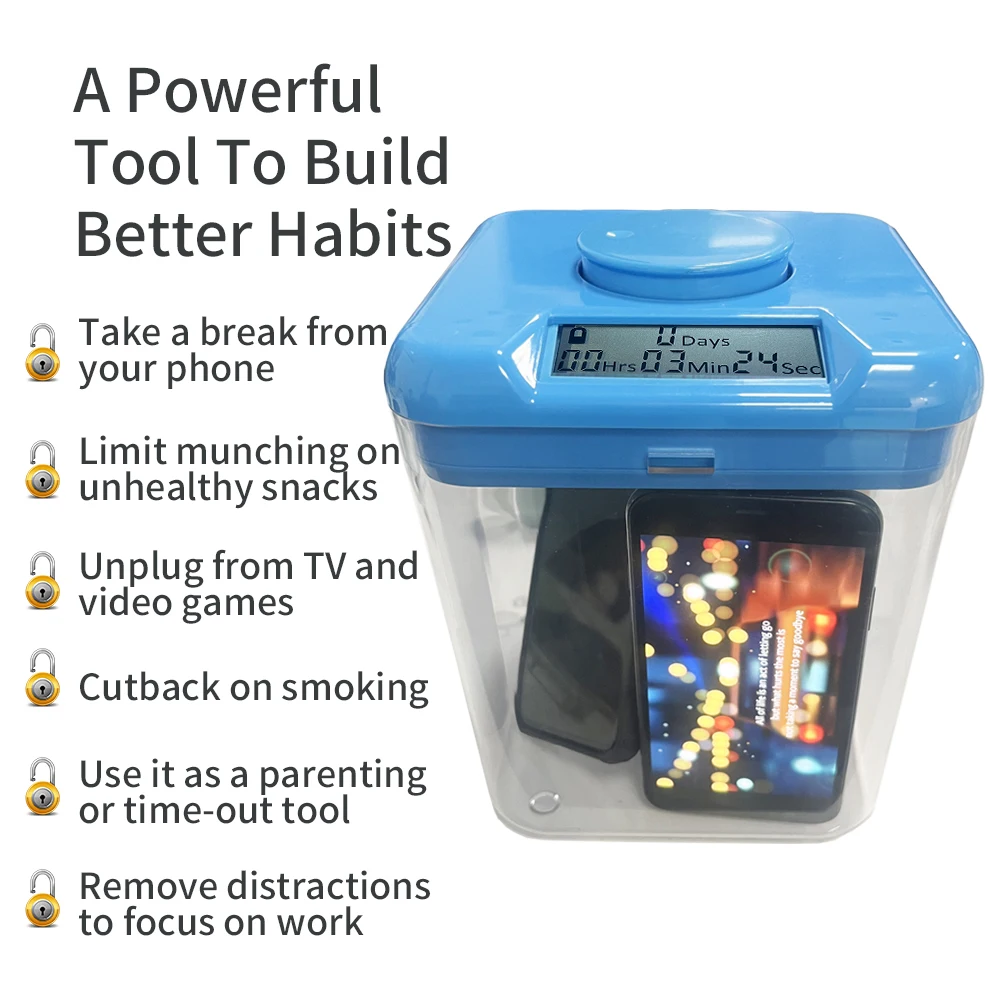 

Блокировочная коробка для телефона с таймером, Многофункциональный замок для детской тюрьмы, игрушки, игры, снэки образуют хорошие привычк...