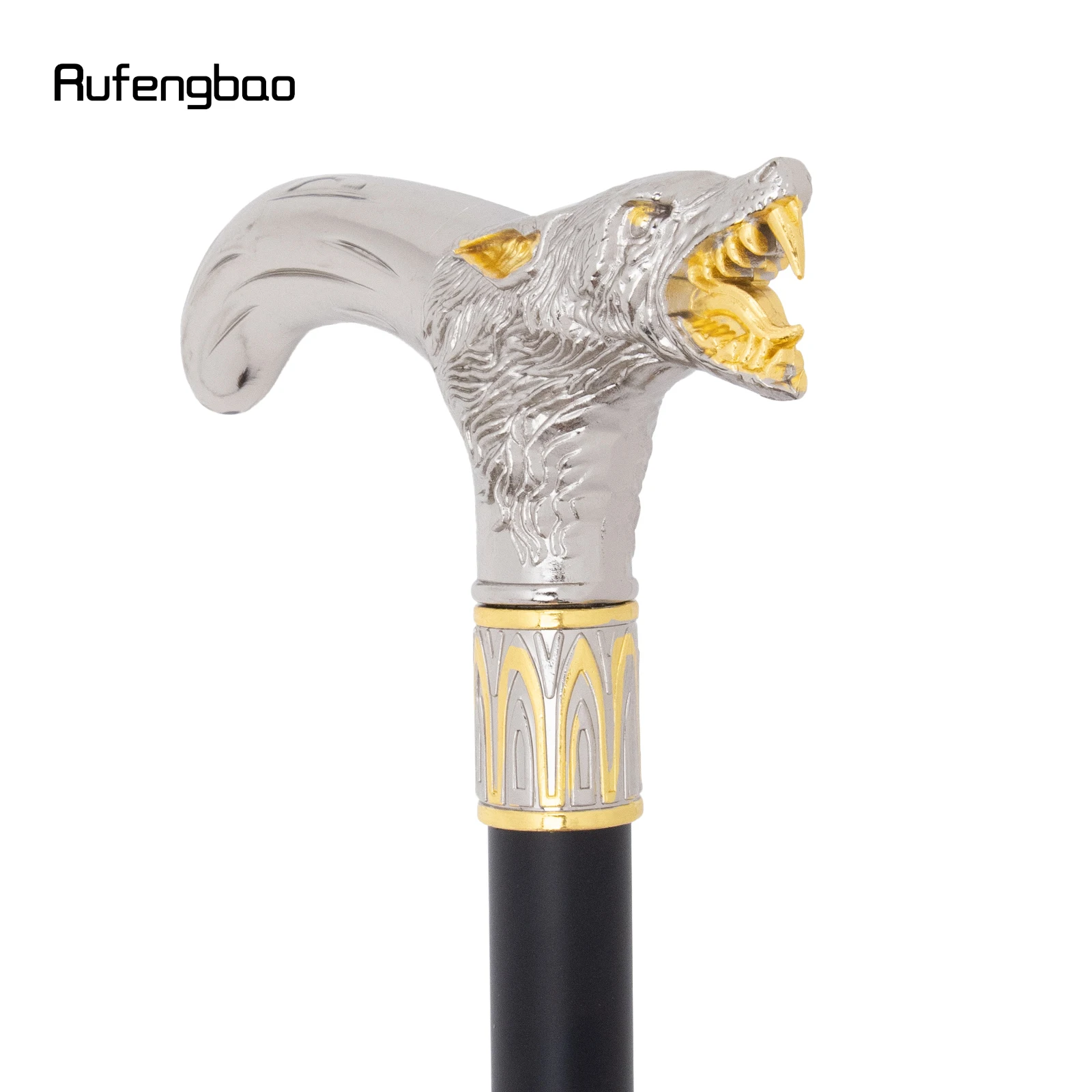 Золотисто-белая голова волка кусающая трость модная декоративная