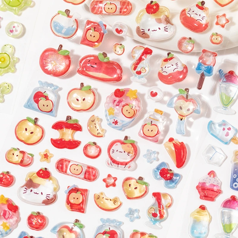 Фото Kawaii наклейки забавные милые мороженые Furit домашние животные падение 3D рельефная наклейка Скрапбукинг Diy декор для дневника журналы канцелярские принадлежности №3